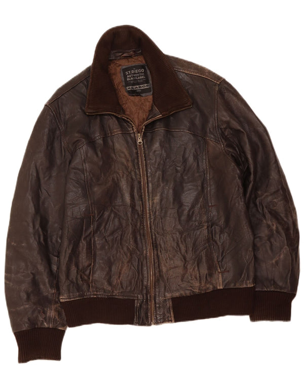 Jachetă de piele pentru femei VINTAGE UK 18 XL din piele maro