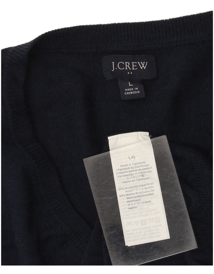 J. Crew Pulover cu decolteu în V pentru bărbați, mare, albastru acrilic