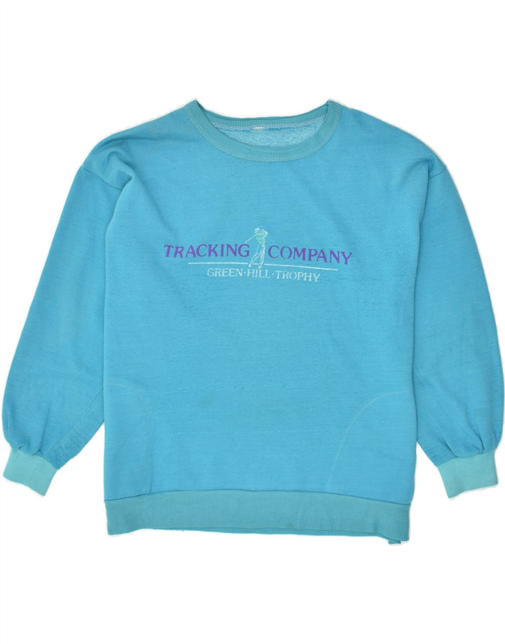 VINTAGE Mens Graphic Sweatshirt Jumper Large Blue Vintage Vintage and Second-Hand Vintage from Messina Hembry 