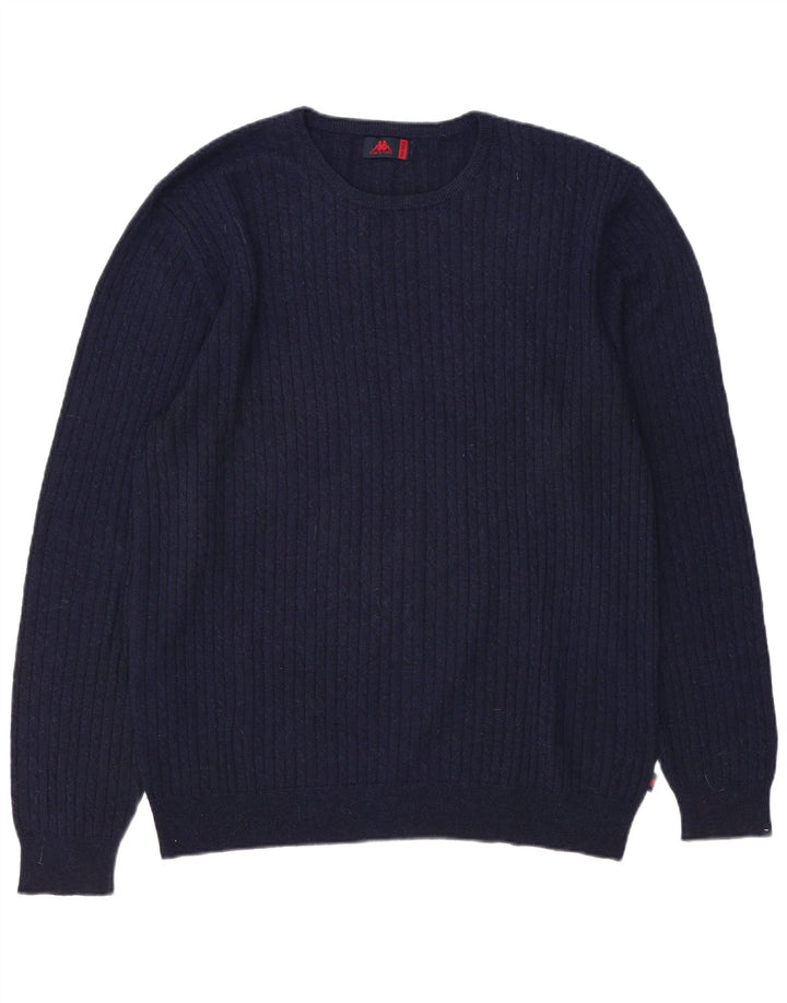 Pulover pentru bărbați Kappa cu gât crew, 2XL, lână bleumarin