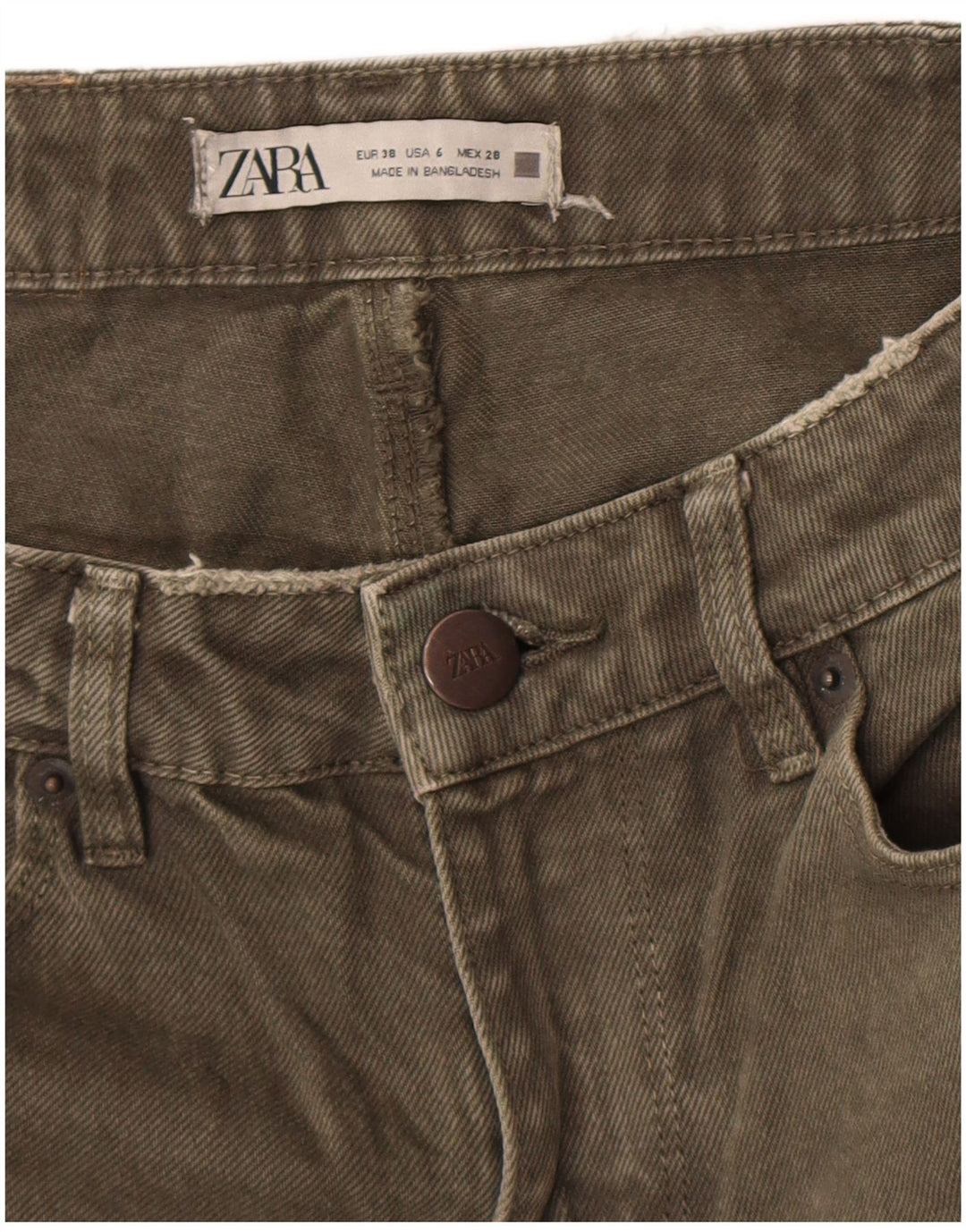 Blugi pentru damă Zara cu picioare largi EU 38 Mici L28 L26 Kaki