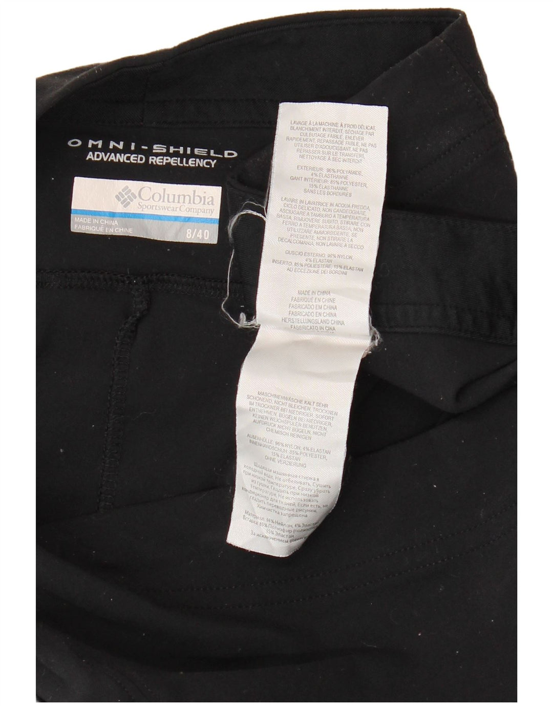 COLUMBIA Pantaloni casual Omni-Shield pentru femei US 8 Medium W34 L32 Negru