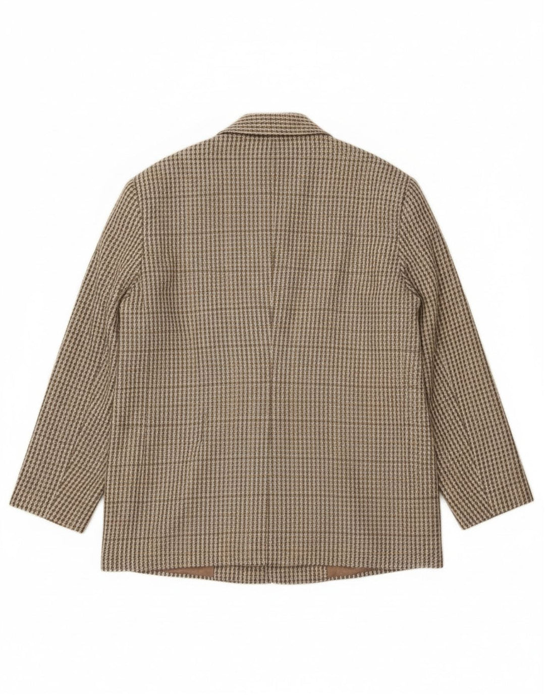 Jachetă vintage pentru femei cu 2 nasturi IT 46 Lână mare kaki vichy