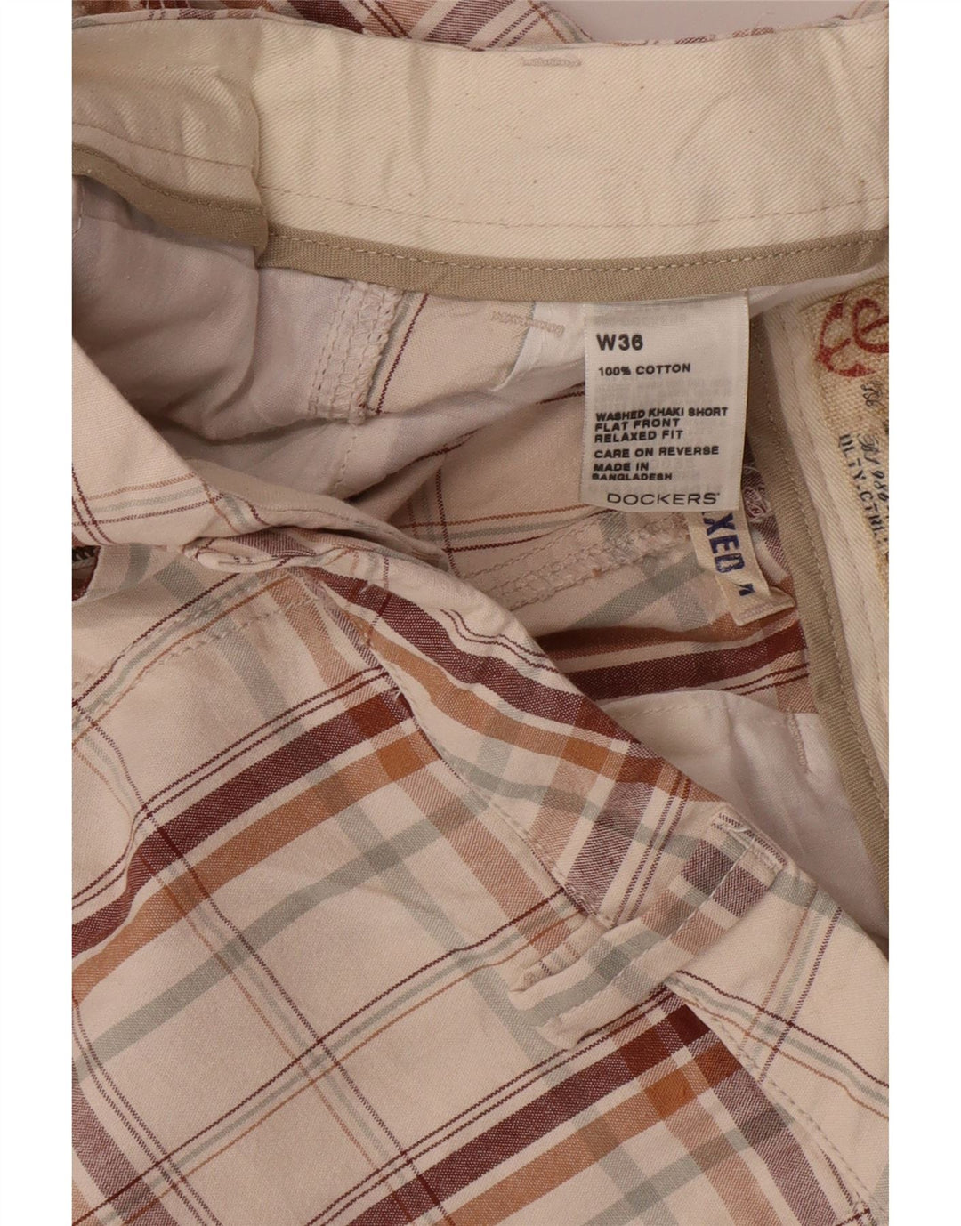DOCKERS Mens Chino Shorts W36 Large Beige Check Cotton Vintage Dockers and Second-Hand Dockers from Messina Hembry 