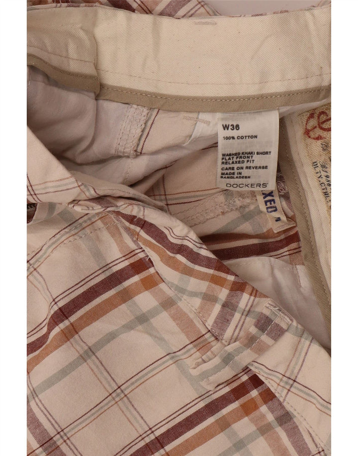 DOCKERS Mens Chino Shorts W36 Large Beige Check Cotton Vintage Dockers and Second-Hand Dockers from Messina Hembry 