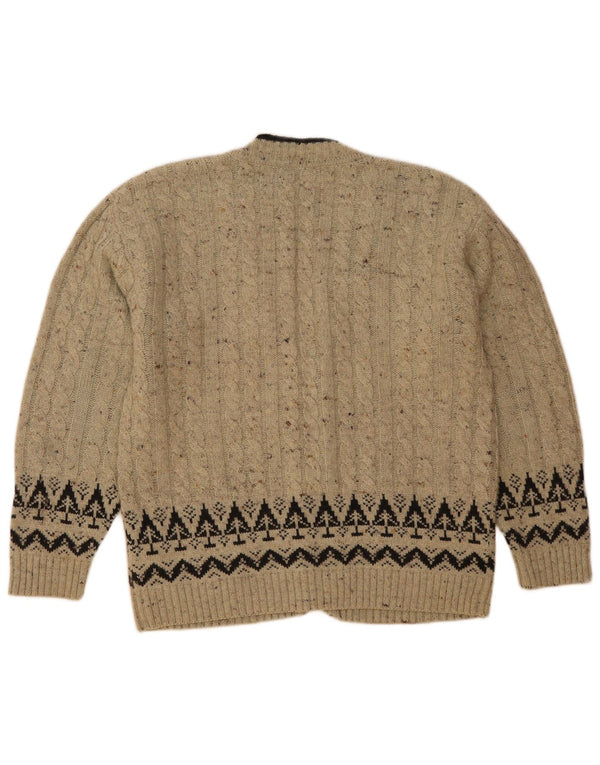 Pulover Cardigan Vintage pentru Barbati IT 50 Gri Mediu Lână Fair Isle