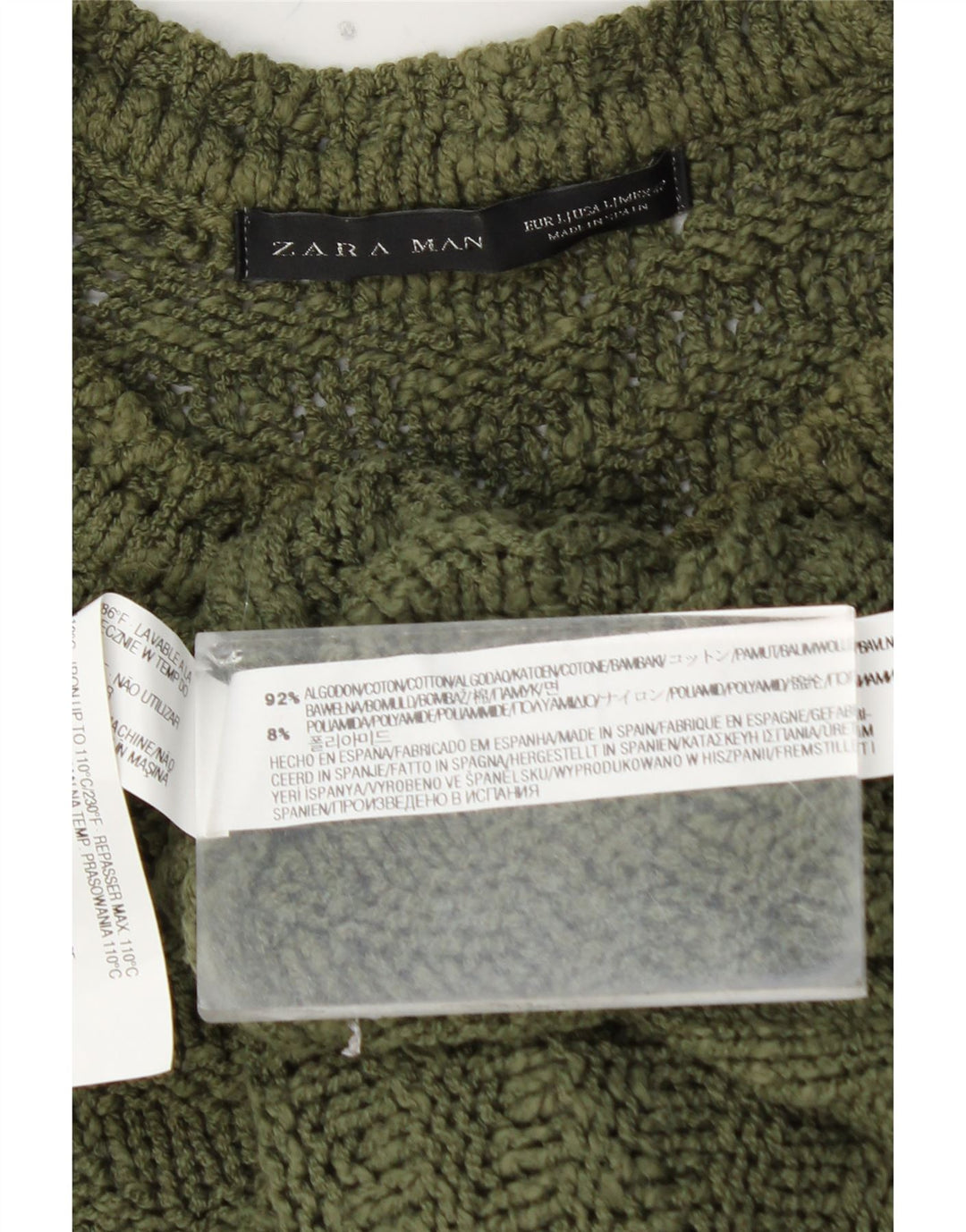 Pulover ZARA pentru bărbați, cu gât roșu, bumbac mare kaki