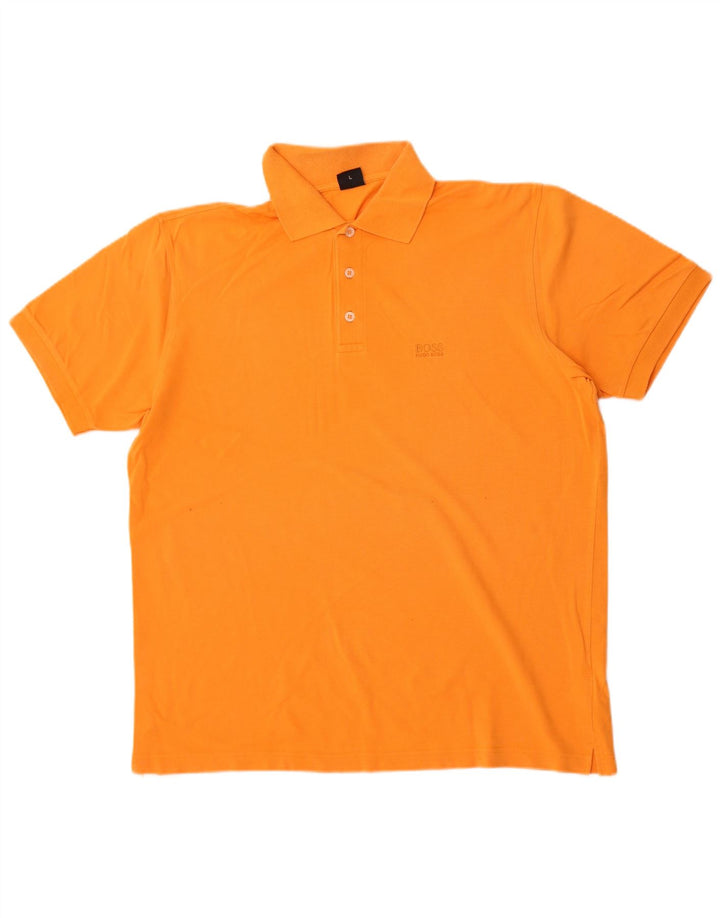 Tricou polo pentru bărbați Hugo Boss, bumbac portocaliu mare