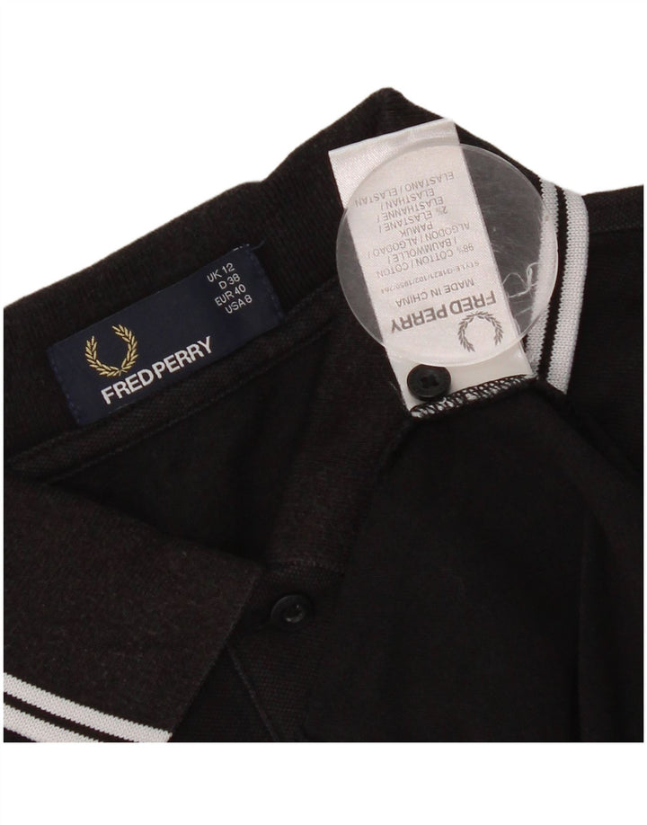 Tricou polo Fred Perry pentru femei UK 12, bumbac mediu negru