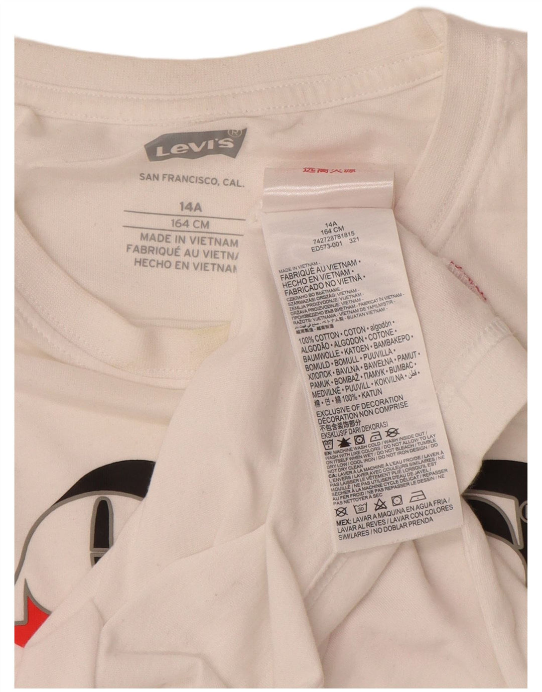 Tricou grafic LEVI'S Băieți Top 13-14 Ani Bumbac Alb