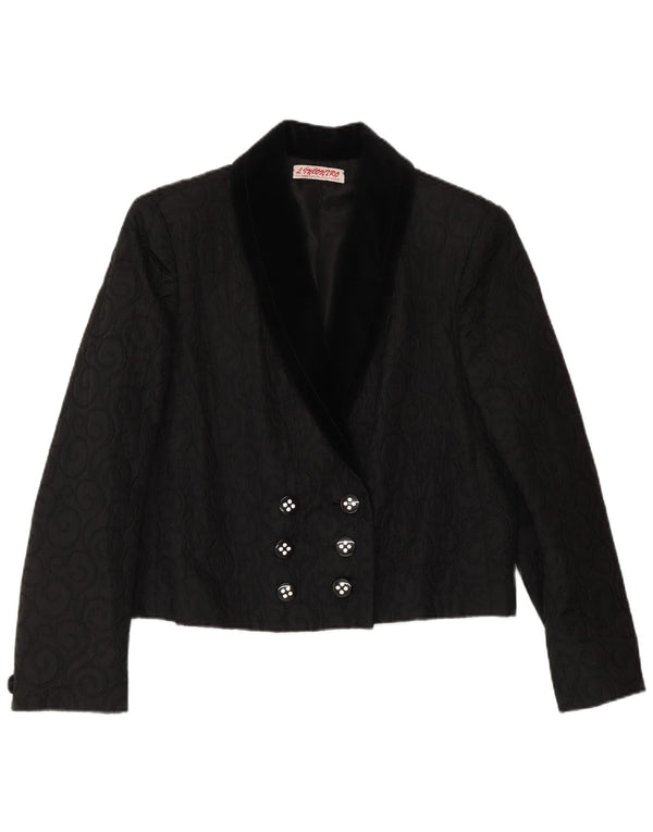 Jachetă Blazer pentru femei VINTAGE cu două pieptări UK 14 Medium Black Paisley