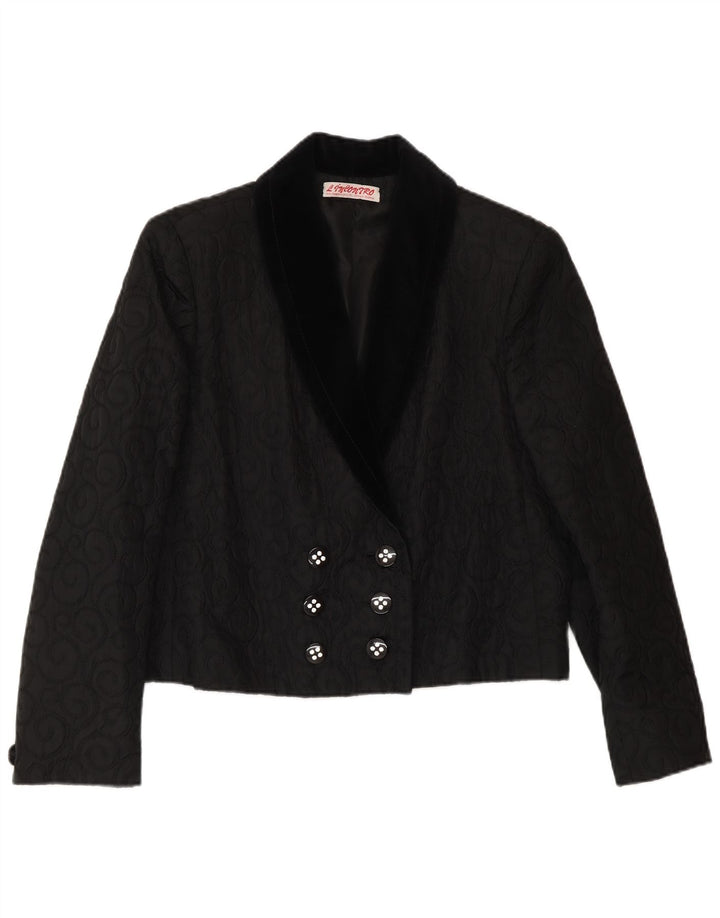 Jachetă Blazer pentru femei VINTAGE cu două pieptări UK 14 Medium Black Paisley