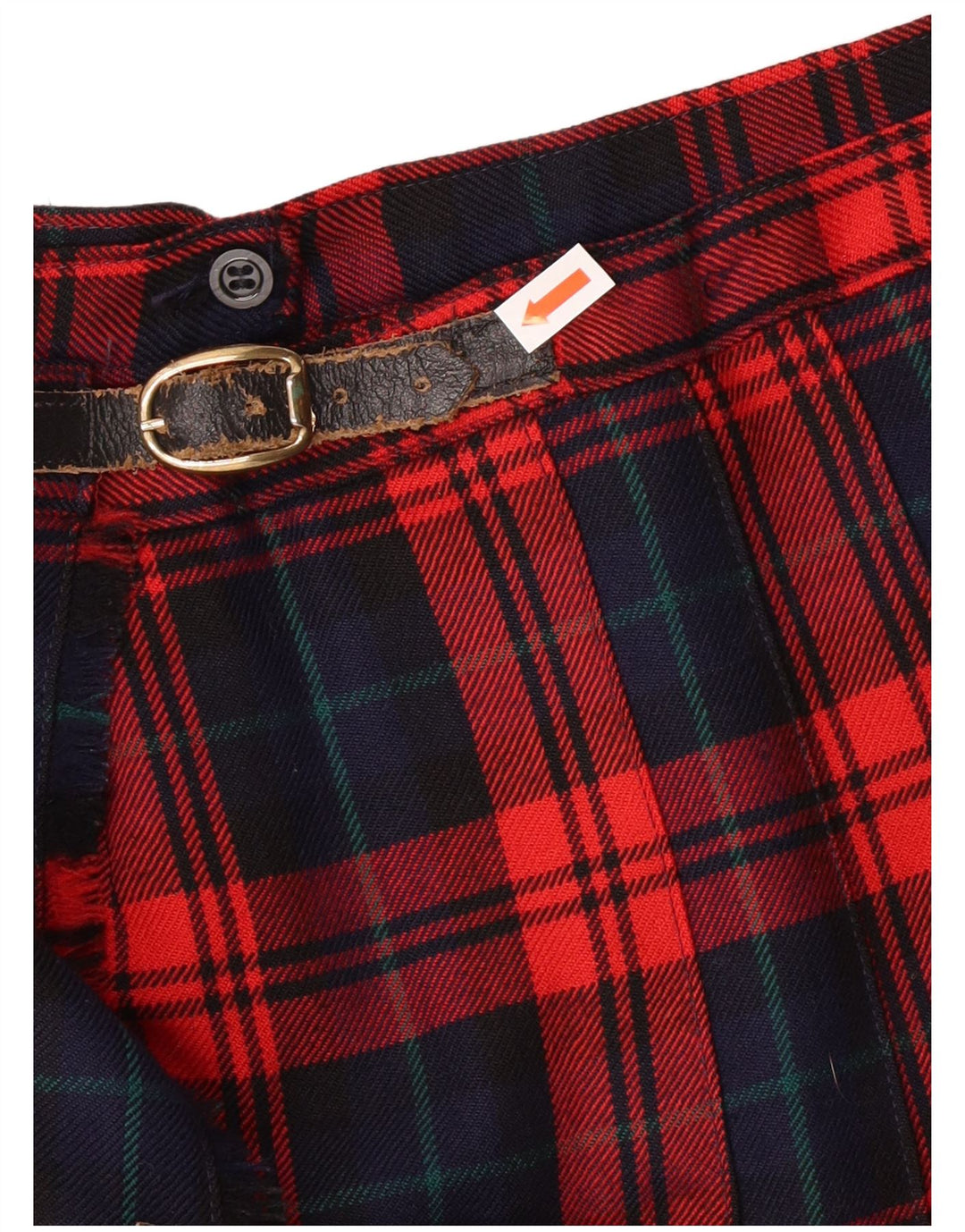 Fusta plisată cuțit vintage pentru femei IT 42 Medium W28 Lână virgină cu carouri roșii