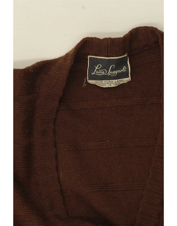 Pulover cardigan pentru femei Luisa Spagnoli UK 14 Lână cu dungi maro mediu