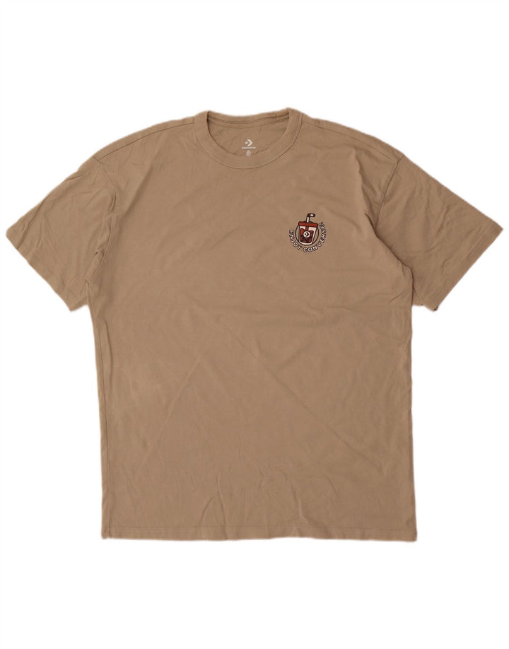 Tricou grafic Converse pentru bărbați Top mare, bej, bumbac