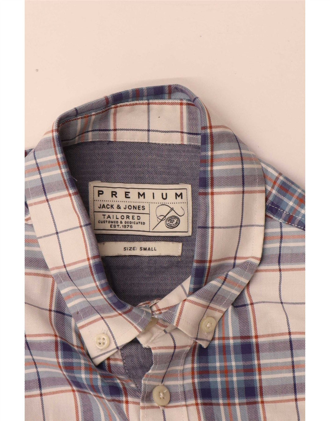 Cămașă croită pentru bărbați Jack & Jones, bumbac cu carouri albastre mici
