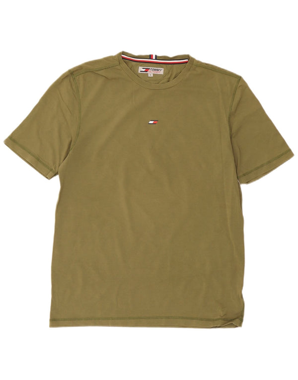 Tommy Hilfiger Mens T-Shirt Top Large Khaki Cotton