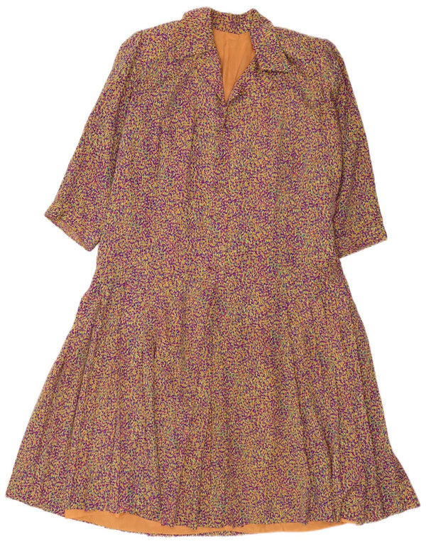 Rochie vintage pentru femei cu mâneci 3/4 în linie A UK 14, medie, multicoloră, retro