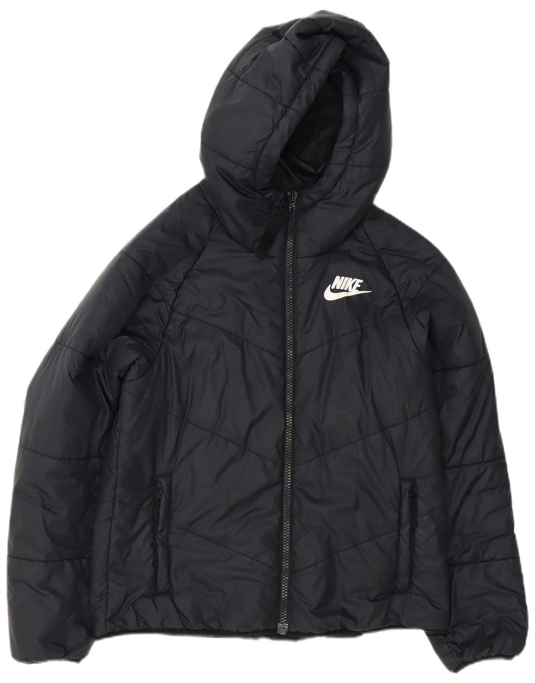 Nike Womens Hooded Oversized Padded Jacket UK 10 Small Black Polyester