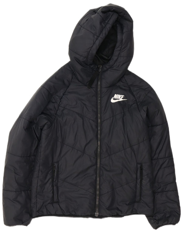 Nike Womens Hooded Oversized Padded Jacket UK 10 Small Black Polyester