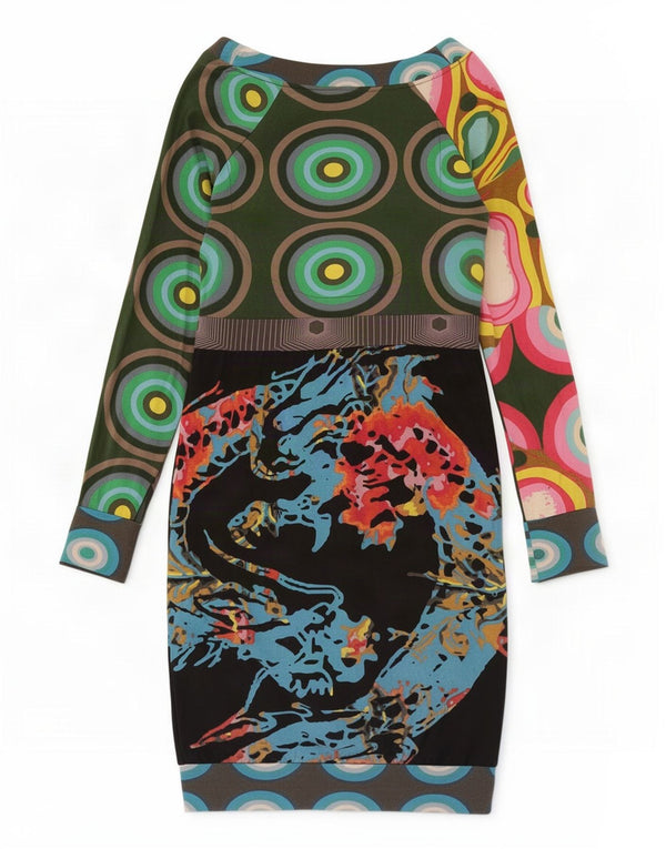 Rochie teacă cu grafică Desigual pentru femei UK 10, mică, multicoloră, geometrică