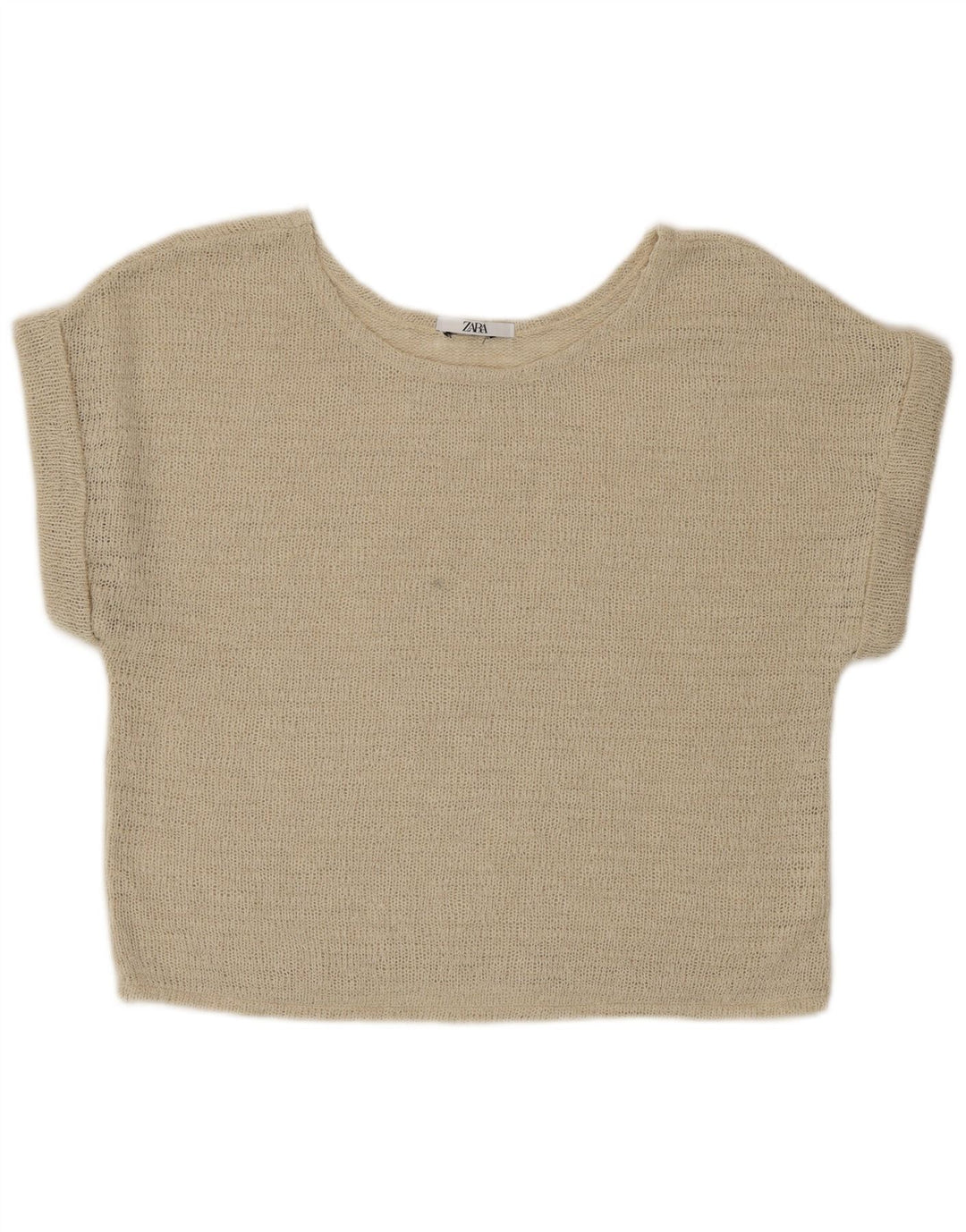 Bluză de tricot crop pentru femei Zara UK 16 mare bej