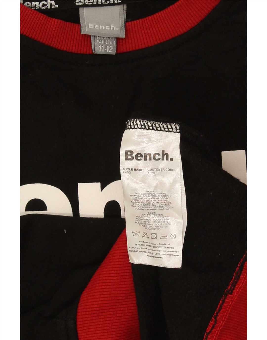 Bench Boys Pulover Grafic Pulover 11-12 Ani Bumbac Negru