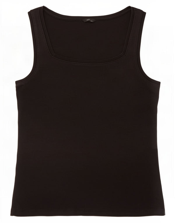 M&Co Womens Vest Top UK 14 Medium Black Cotton