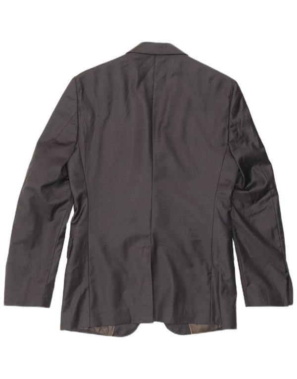 Blazer pentru bărbați Zara, cu 2 nasturi, cu tăiere clasică, EU 46, lână mică, gri