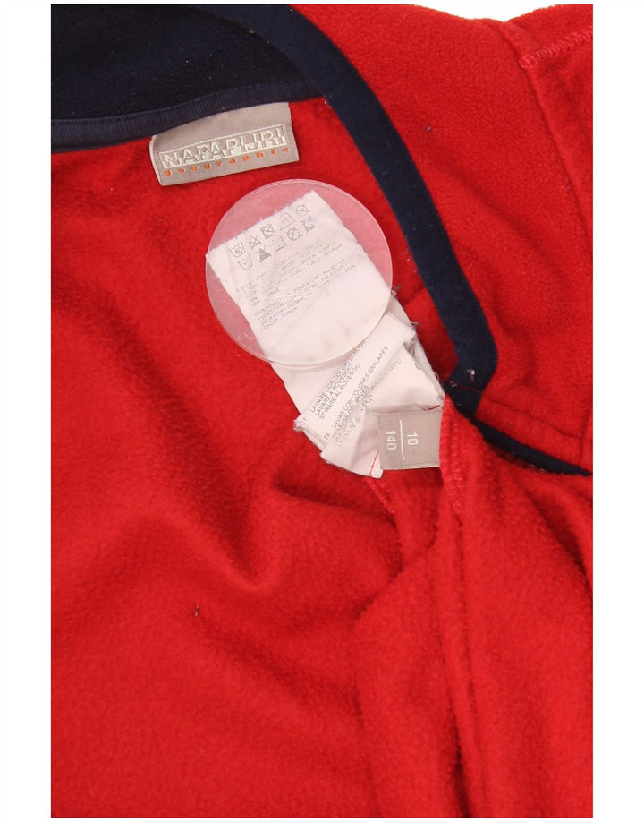 Jachetă Napapijri Graphic Fleece pentru băieți 9-10 ani poliester roșu