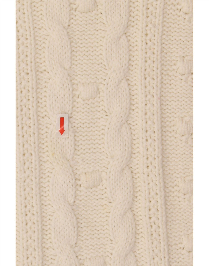 LANDS END Womens Roll Neck Jumper Sweater UK 16 Large White Cotton Vintage Lands End and Second-Hand Lands End from Messina Hembry 