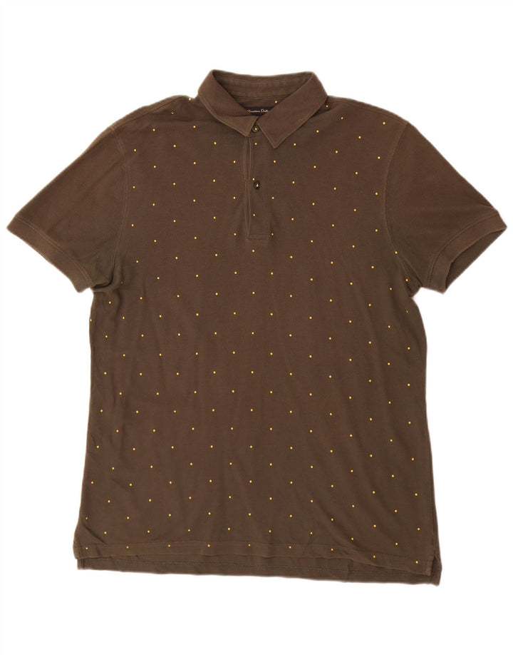 Cămașă polo Massimo Dutti pentru bărbați, mare kaki cu pete