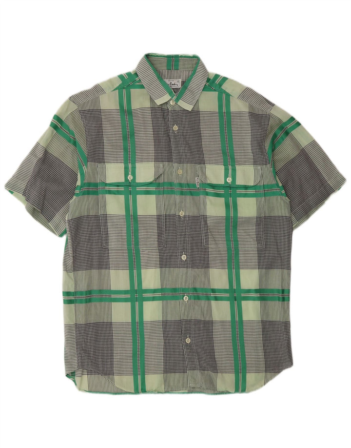 Cămașă cu mânecă scurtă pentru bărbați Pierre Cardin, verde mediu, carouri
