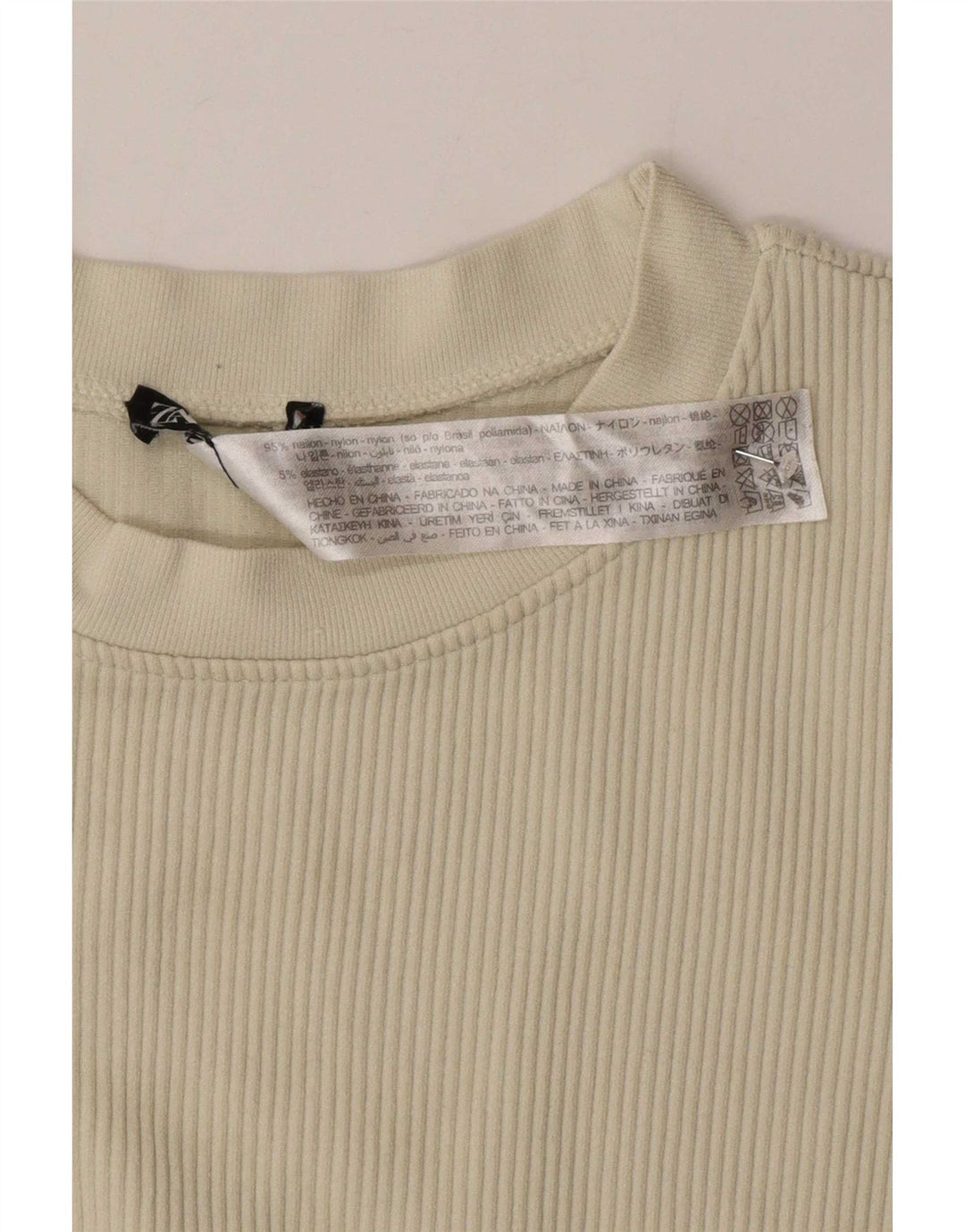 Tricou pentru femei Zara Crop Top UK 12 Medium Off White Nylon