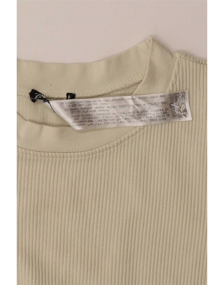 Tricou pentru femei Zara Crop Top UK 12 Medium Off White Nylon