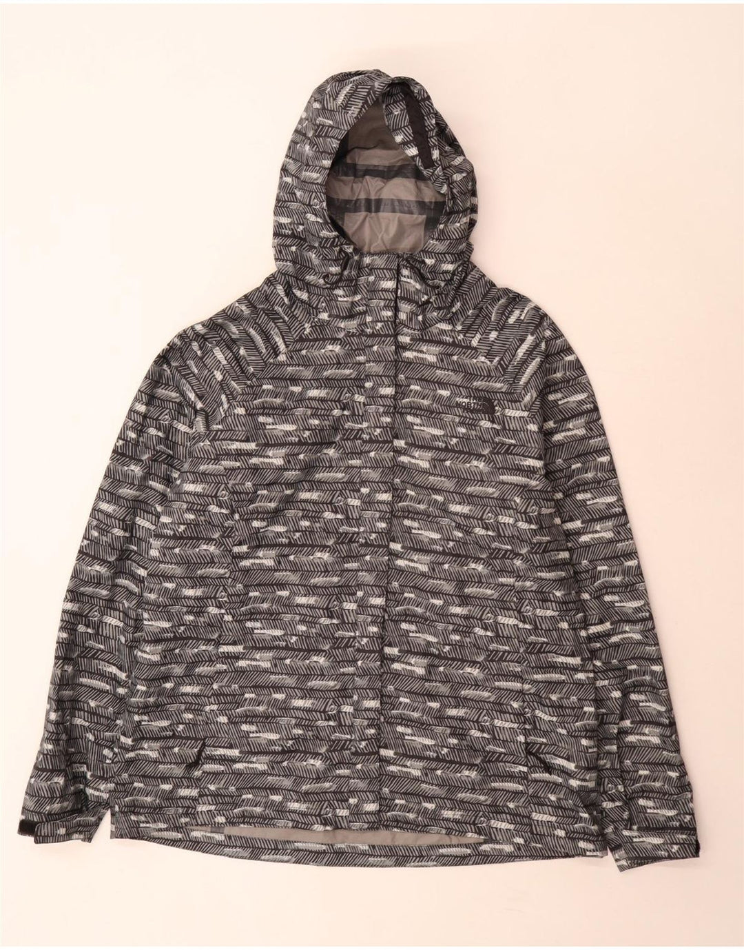 Jachetă de ploaie cu glugă The North Face pentru femei UK 18 XL poliester cu dungi gri