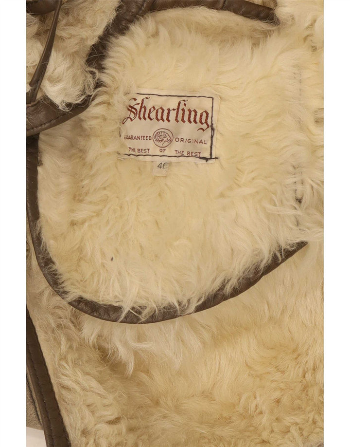 Jachetă vintage pentru femei din shearling IT 46 Large Gri