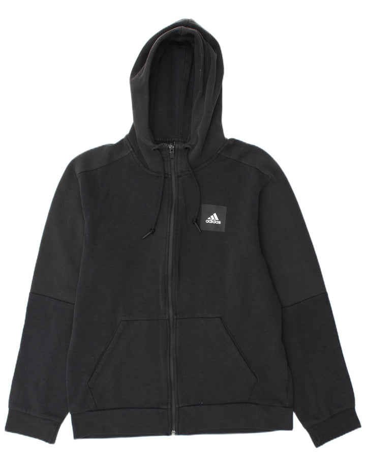 Pulover Adidas pentru bărbați, cu fermoar, bumbac mediu negru