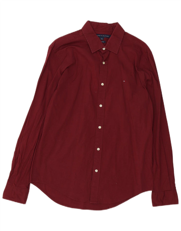 Cămașă personalizată pentru bărbați Tommy Hilfiger, bumbac mediu burgundy