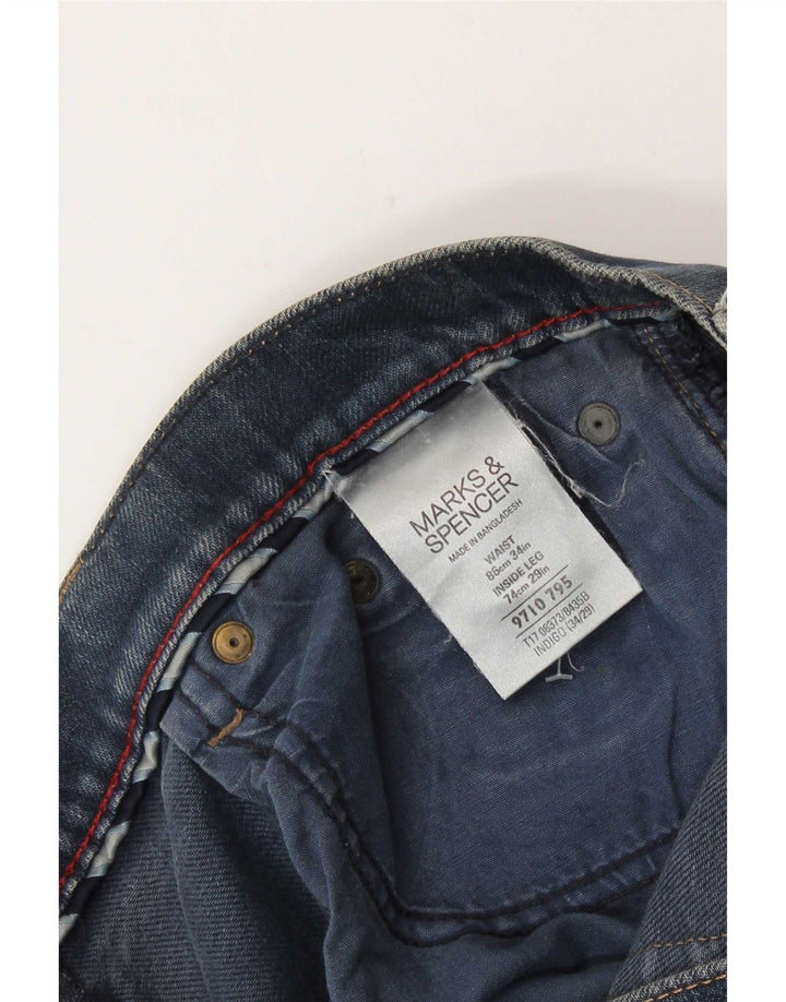 Blugi drepti pentru femei Marks & Spencer W34 L25 Bumbac albastru