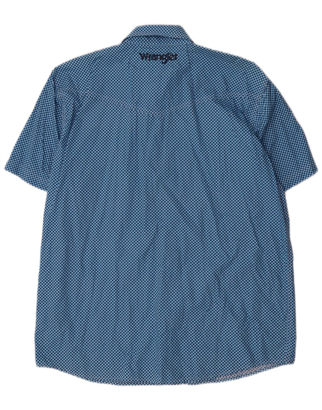 Cămașă pentru bărbați Wrangler cu mânecă scurtă, mare, albastră, geometrică, bumbac