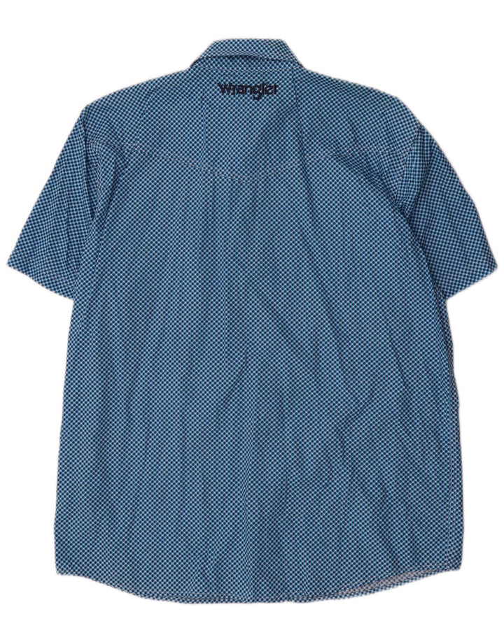 Cămașă pentru bărbați Wrangler cu mânecă scurtă, mare, albastră, geometrică, bumbac