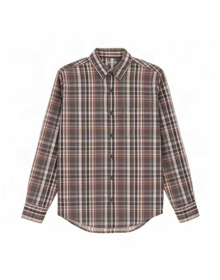 Cămașă de flanel pentru băieți Timberland, medie 15-16 ani, bumbac carouri gri