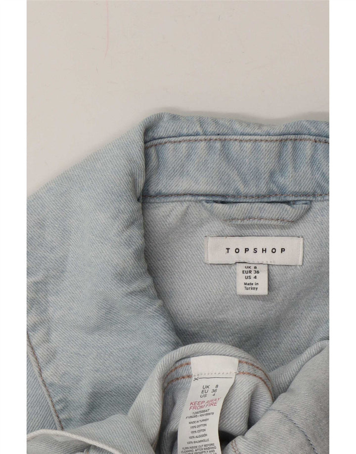 Topshop Jachetă de blugi supradimensionată pentru femei UK 8 Small Blue Bumbac