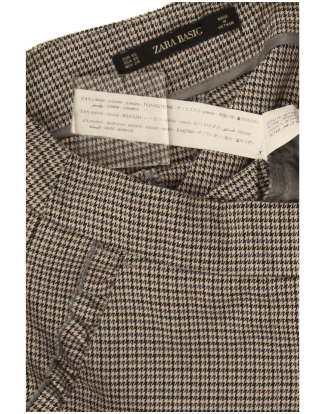 Pantaloni de costum slim pentru femei Zara XS W24 L26 poliester cu picior de găină gri