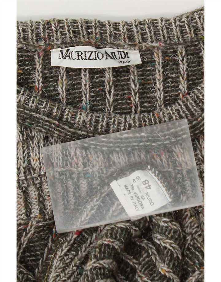 Pulover vintage pentru bărbați cu gât roșu IT 48 verde mediu acrilic