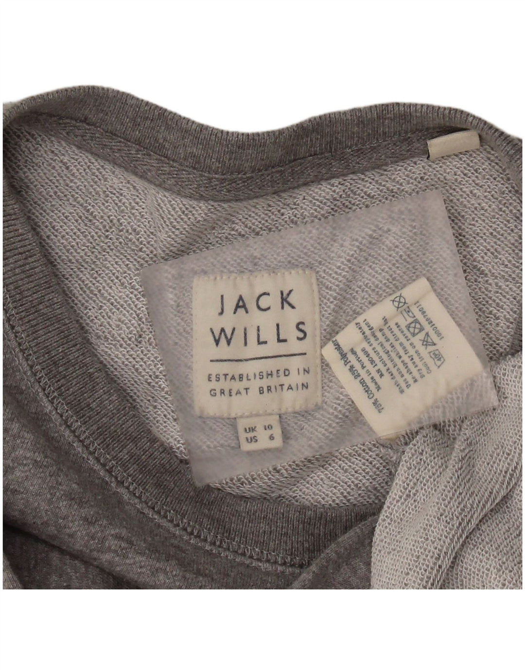 JACK WILLS Pulover cu grafic pentru femei UK 10 Bumbac gri mic