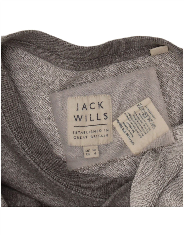 JACK WILLS Pulover cu grafic pentru femei UK 10 Bumbac gri mic