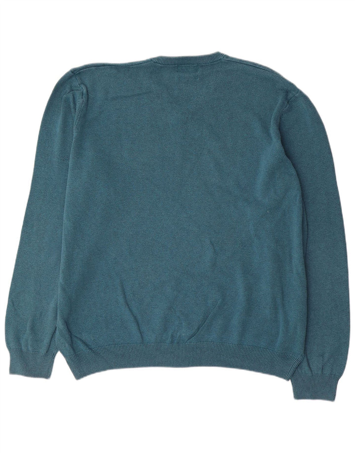 Pulover cu decolteu în V pentru bărbați Marks & Spencer, bumbac albastru 2XL