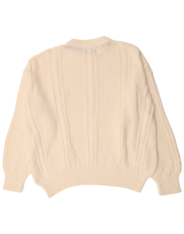 Pulover vintage pentru bărbați, cu gât de barcă, bumbac alb 2XL
